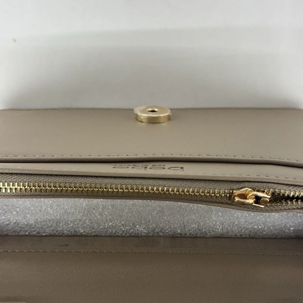 BeBe Los Angeles Sophia Crossbody Small Taupe Quilted Bag Purse Chain Strap NEW - Picture 7 of 9
